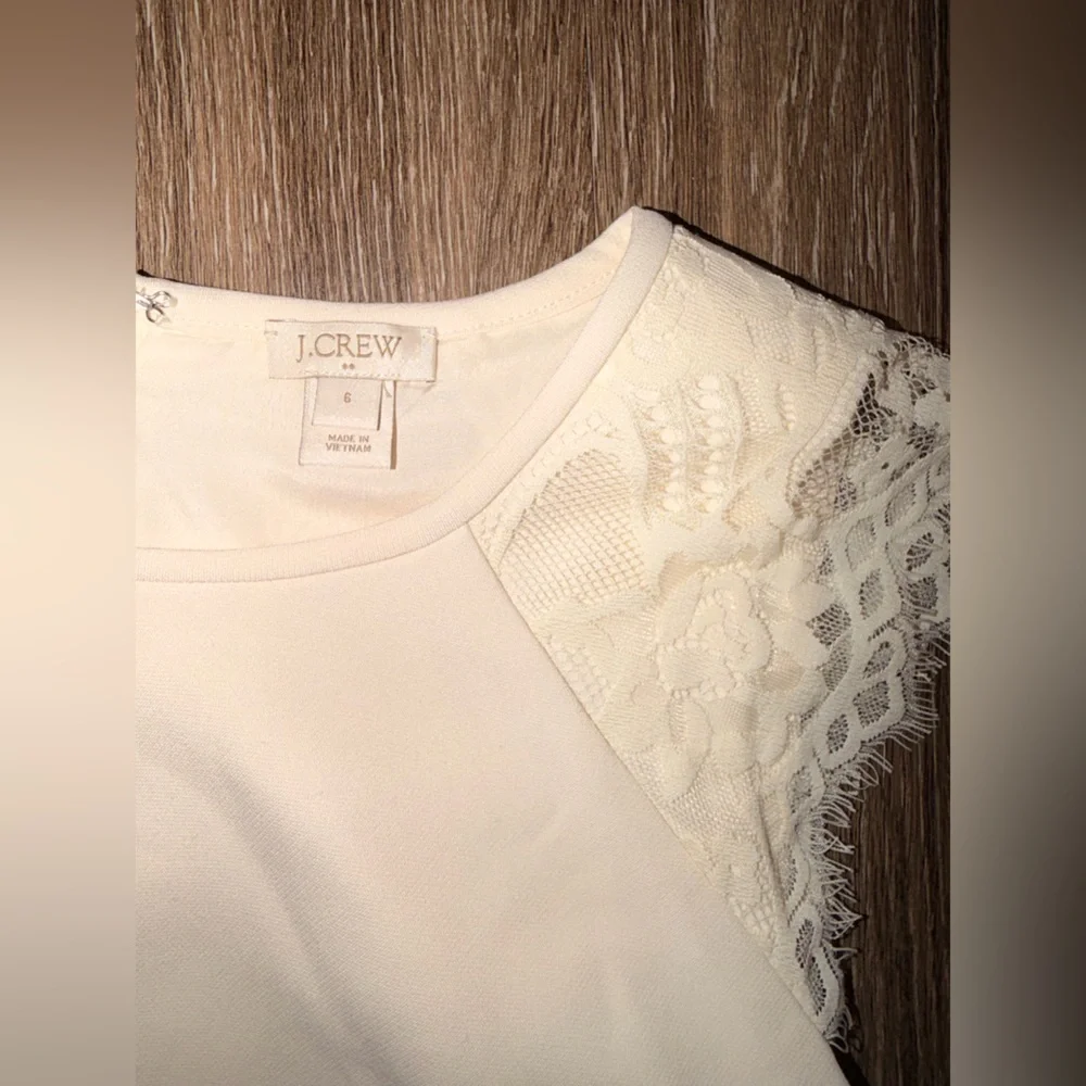 J. Crew White Lace-Trim Mini Dress